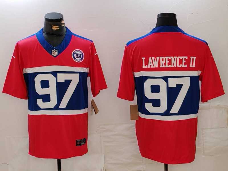 Mens New York Giants #97 Dexter Lawrence II Limited Red Alternate FUSE Team Patch Vapor Jersey